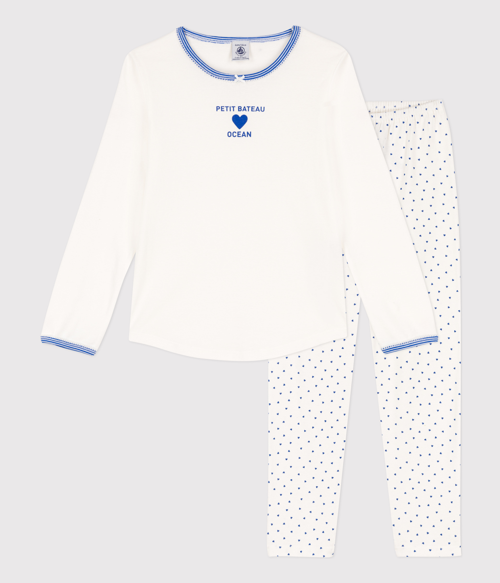 Petit Bateau Pigiama Manica Lunga Per Bambine E Ragazze, Modello MAR/CO2A, Colore Marshmallow/Corrida - 4